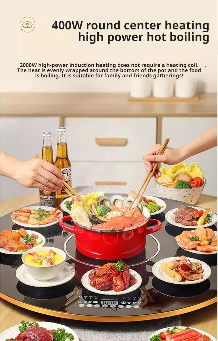 Electric Food Warmer Smart Home Meal Insulation Board Multi-function Warm Food Heating Plate Insulated 27cm Round Dining Table