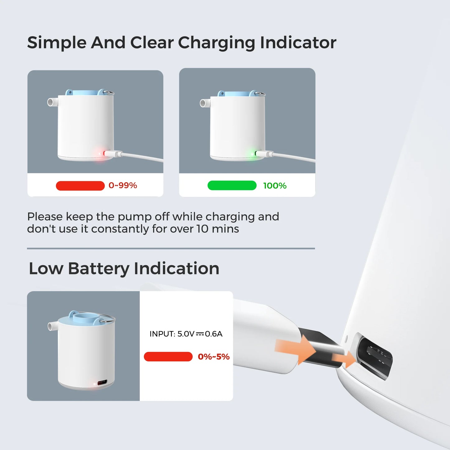 FLEXTAILGEAR TINY PUMP X - Portable Camping Air Pump with 1300mAh Battery Rechargeable for Pool Floats Air Mattress Vacuum Bags